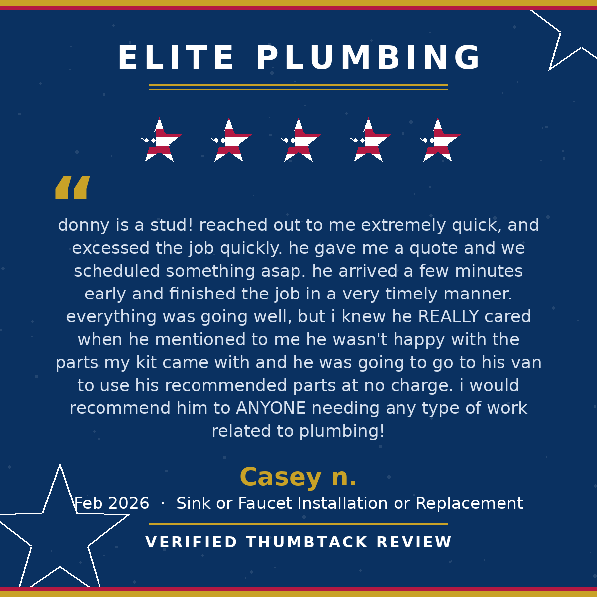 5-star Thumbtack review from Casey n.