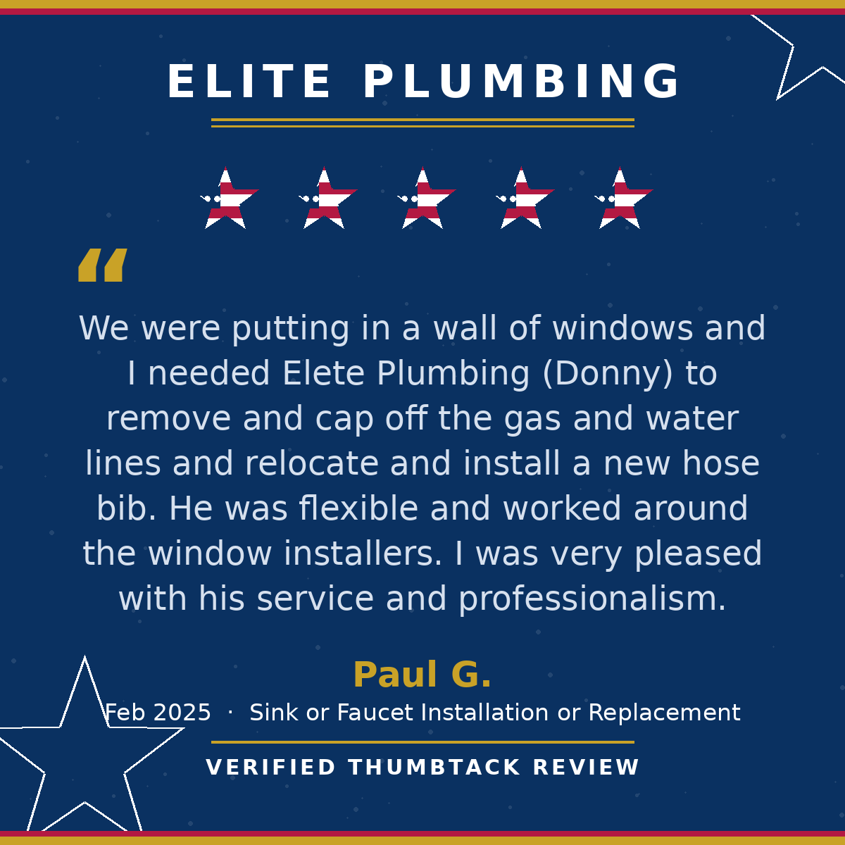 5-star Thumbtack review from Paul G.