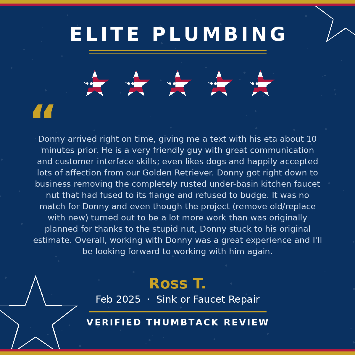5-star Thumbtack review from Ross T.