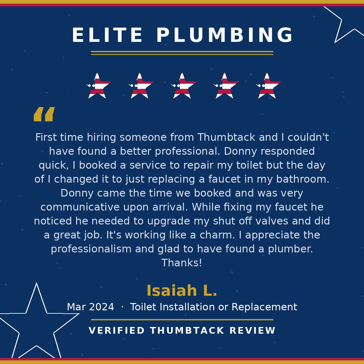 5-star Thumbtack review from Isaiah L.
