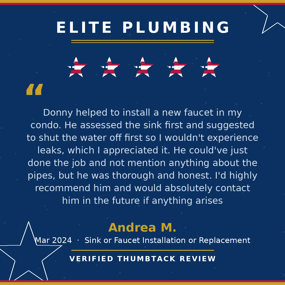 5-star Thumbtack review from Andrea M.