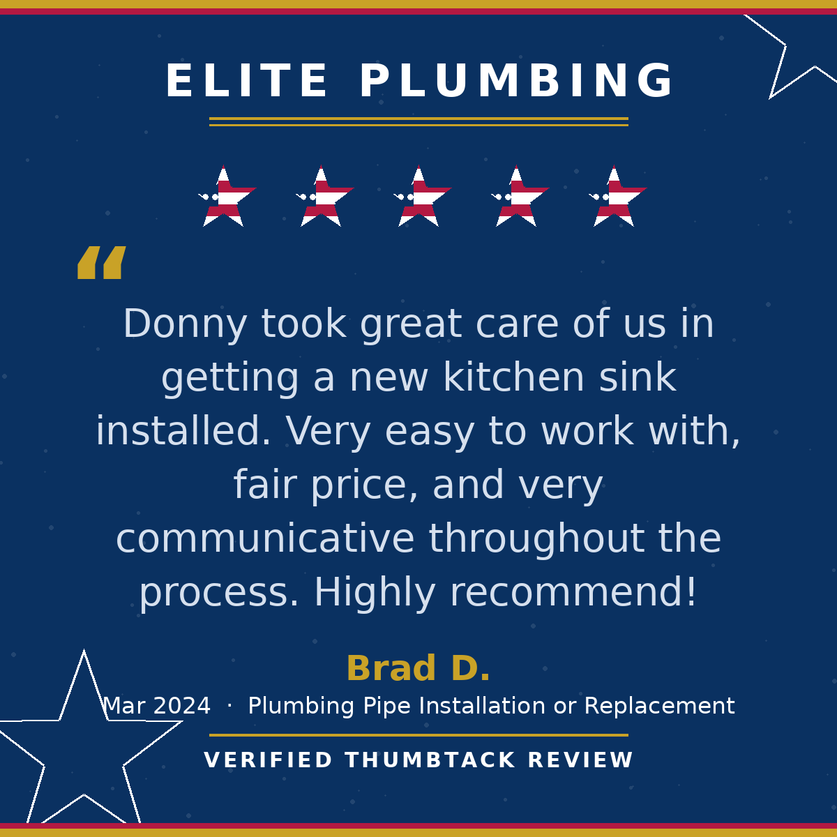5-star Thumbtack review from Brad D.