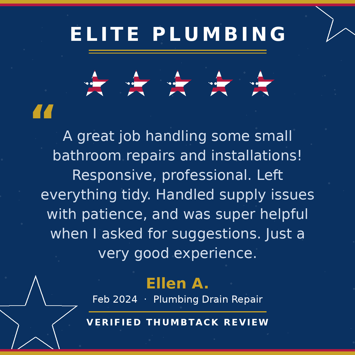 5-star Thumbtack review from Ellen A.
