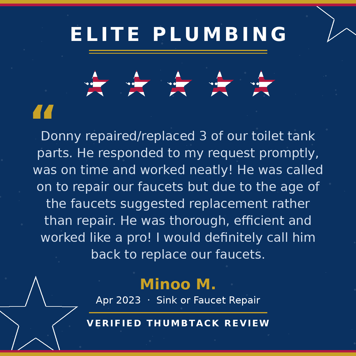 5-star Thumbtack review from Minoo M.