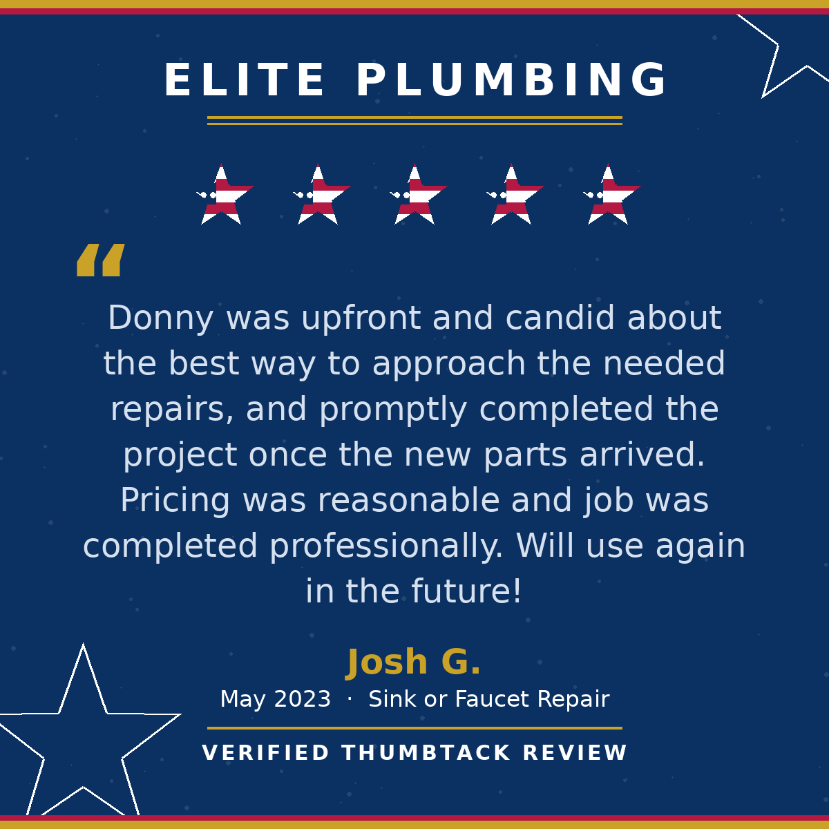 5-star Thumbtack review from Josh G.