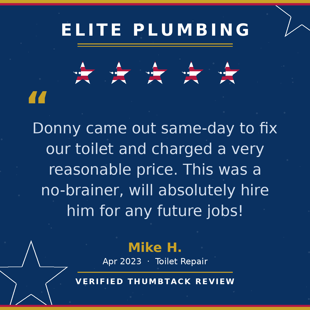 5-star Thumbtack review from Mike H.